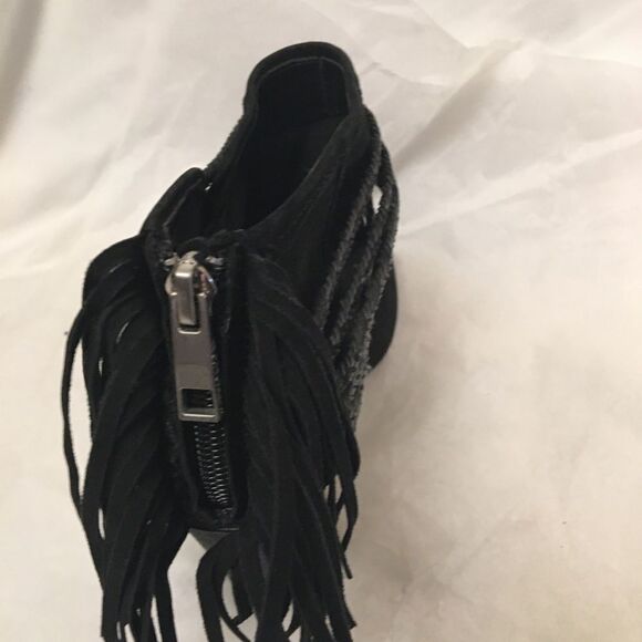 BCBG generation ankle boots open toe fringe back zip braided accents 8M - Picture 3 of 10